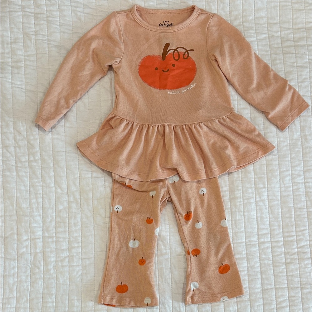 Cat and Jack Peach Pink Pumpkin Matching Set